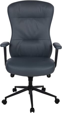 Крісло для керівників Home4You - Синьо-сірий - Велюр - з підлокітниками та безпечними подвійними коліщатками