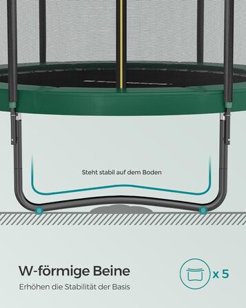 Батут SONGMICS вуличний Ø427 см з захисною сіткою та драбиною, чорно-зелений