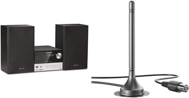 Мікросистема Grundig CMS 1050 DAB BT, CD/MP3, USB, чорний/сріблястий, 30 Вт, в т.ч. антена DVB-T2 HD