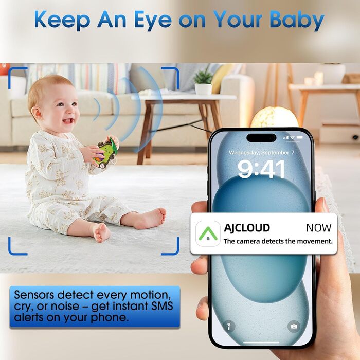 Відеоняня з камерою 2K PTZ: монітор для немовлят з нічним баченням, датчиком руху, лушпаннями, зумом 4x та записом