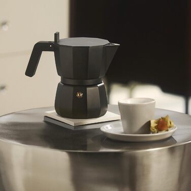 Кавоварка гейзерна Alessi Moka DC06/6 B, 6 чашок, чорний колір, з алюмінію, дизайн