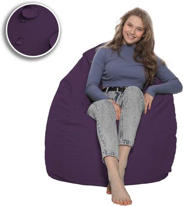 Подушка для підлоги Beanbag XXL для дорослих і дітей - підходить для ігор або відпочинку - в приміщенні та на вулиці, оскільки вона водонепроникна - з намистинами EPS, колір фіолетовий, розмір XL