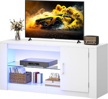 Тумба під телевізор YITAHOME з RGB-підсвіткою, білий колір, 106.5 x 34 x 51 см, для телевізорів до 43 дюймів
