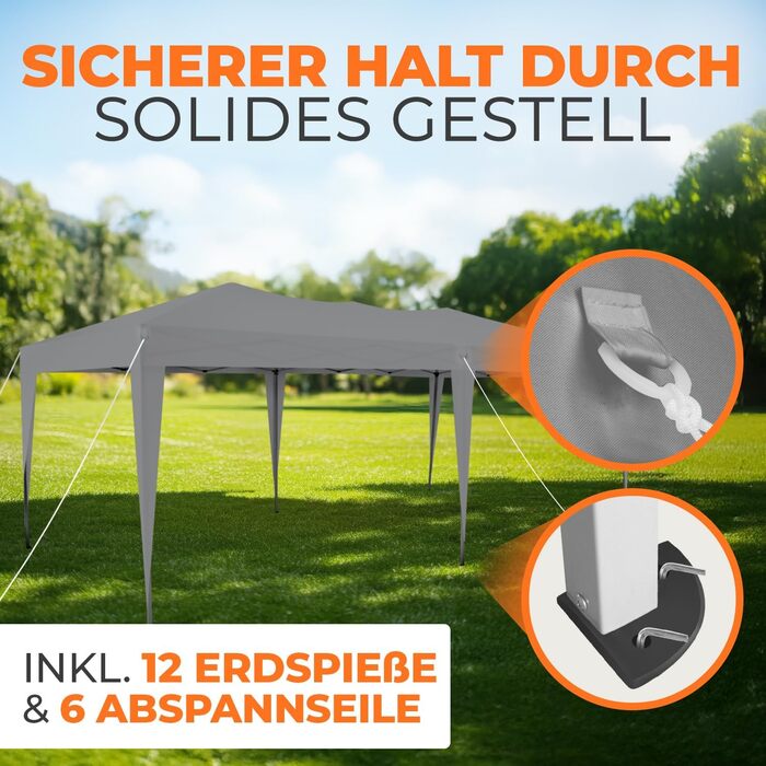 Павільйон Kronenburg розкладний, 3x3 м, водонепроникний, захист від сонця UV 50+, колір шампань, з 4-ма боковими панелями