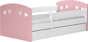 Дитяче ліжко Молодіжне ліжко 80х140 80х160 80х180 з шухлядою захисту від падіння та рейковою основою Дитячі ліжка для дівчаток та хлопчиків - Юлія (80 х 180 см без матраца, пудрово-рожева)