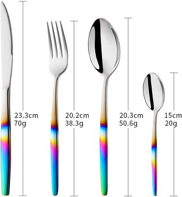 Ніжний набір столових приборів з нержавіючої сталі, 16 предметів, кольоровий ручка, для 4 осіб, екологічний посуд для вечірок, пікніків, кемпінгу та подорожей, придатний для миття в посудомийній машині