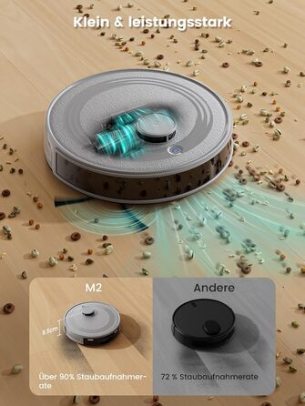 Робот-пилосос LEFANT M2 з функцією миття, 6000Pa, LiDAR-навігація, зони заборони, керування через APP/Alexa, для шерсті тварин, килимів та твердих підлог