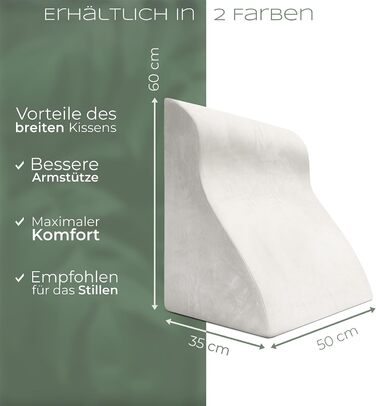 Ергономічна подушка для читання WELL B4 для ліжка та дивана з ефектом пам'яті (Memory Foam), біла, широка — універсальна подушка-підтримка спини, клинова подушка від рефлюксу