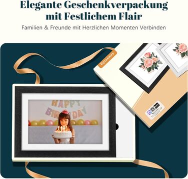 Цифровий фоторамка Eptusmey 10.1 дюйма з Wi-Fi, корпус з дуба, 32GB, IPS Touchscreen, підтримка Uhale APP, для подарунків, білий дуб