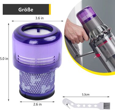 Набір PIBONUS з 2 змінних фільтрів для Dyson V11/V15, сумісний з Absolute/Animal/Detect, можна мити