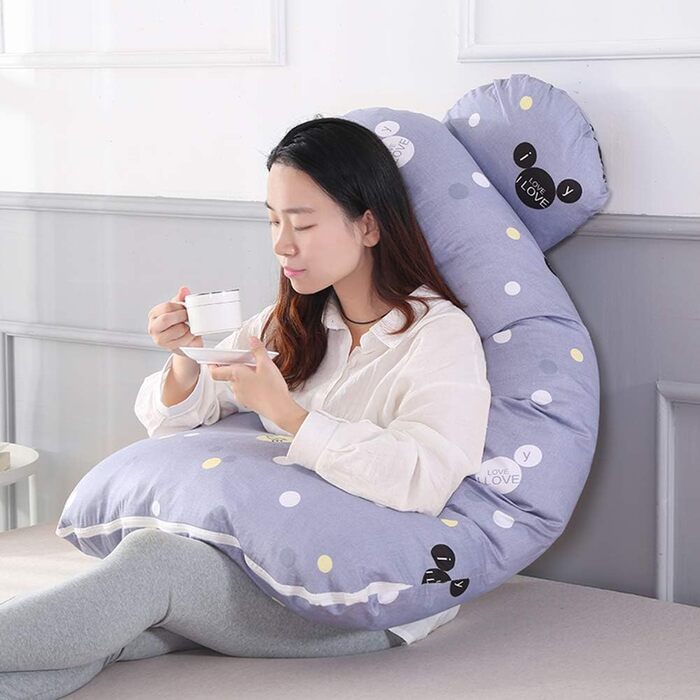 Подушка для вагітних Hongbi U-подібної форми, для сну на боці, знімний чохол, 120x65 см