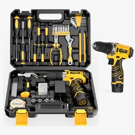 Набір інструментів Sundpey 166 предметів з акумуляторною викруткою 12V для дому, ремонту та саду (жовтий)