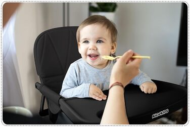 Дитячий стільчик для годування RicoKids - зручний та безпечний стільчик для малюків 6-36 місяців, чорний