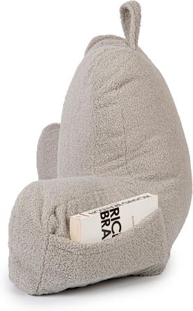 Підголовник Flumi з підлокітниками для читання, перегляду телевізора та відпочинку. Зручний підголовник для ліжка та дивана з знімним, пральним чохлом, наповнювач Foam, з ручкою для перенесення (Boucle Grey)