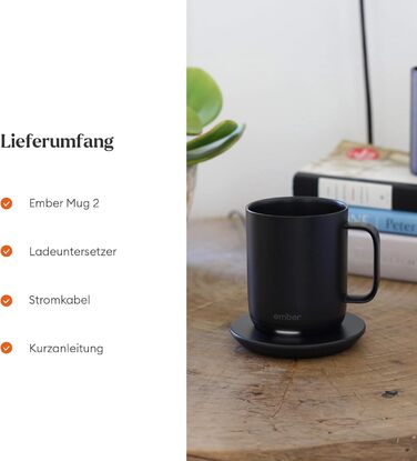 Розумний термокружка Ember Smart Mug 2, 295 мл, чорний: регулювання температури через додаток, LED дисплей, акумулятор, покращений дизайн
