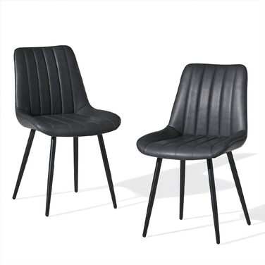 Обідні стільці CLIPOP для кухні та вітальні, з штучної шкіри, з м'яким сидінням та спинкою, на металевих ніжках (зелені), комплект 2 шт.