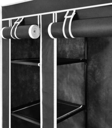 Тканинний шафа VidaXL, складаний шафа, шафа для одягу, полиця для шафи (чорний)