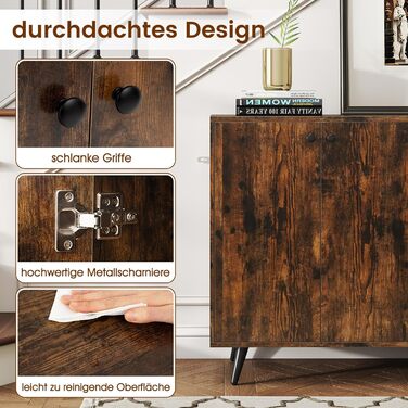 COSTWAY Комод-тумба з 4 дверцятами та регульованими полицями, 127,5 x 38 x 80 см, білий/коричневий