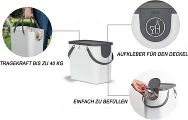 Система поділу сміття Rotho Albula 25L для кухні, зелений / антрацит, пластик (білий)