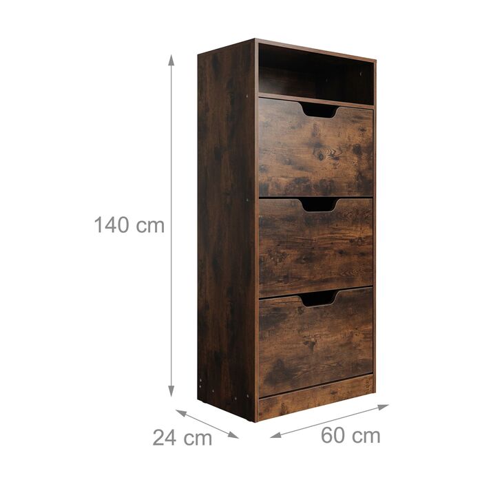 Взуттєва шафа Relaxdays з відкидною дверцями та відкритою полицею