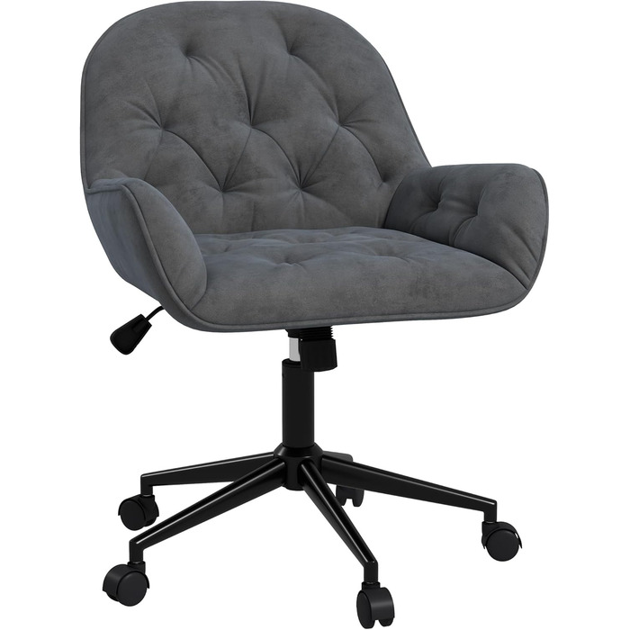 Крісло Vinsetto для офісу та дому: регульоване, поворотне, з оксамитовою оббивкою, до 120 кг, сірий колір