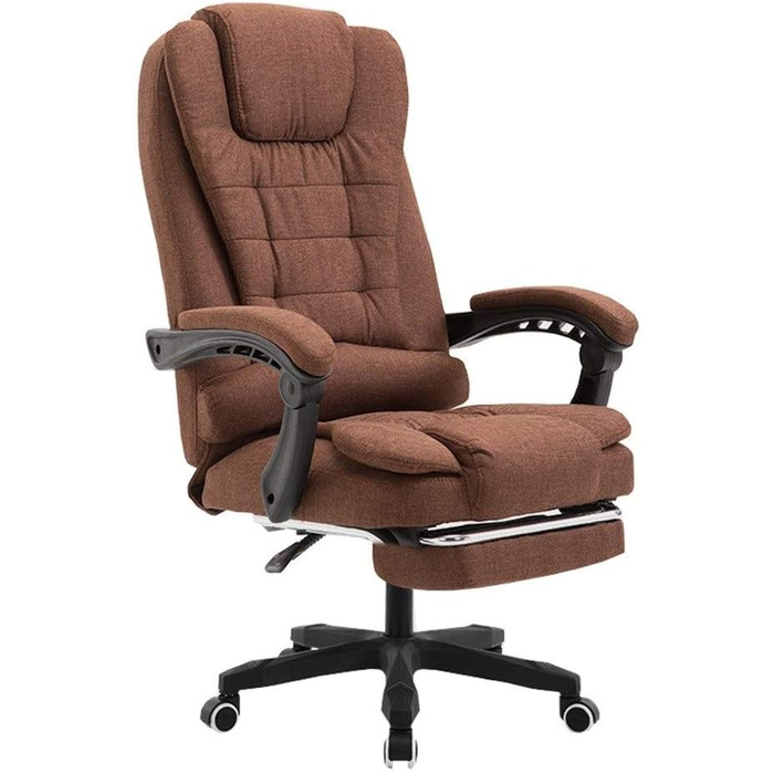 Офісне крісло WHOJA з регулюванням спинки 155°, обтягнуте тканиною, для керівника, міцність 200 кг, 3 кольори (колір: коричневий)