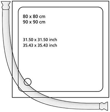 Телескопічна кругла душова штанга WENKO, висувна душова шторка для свердління, надзвичайно стійка з Ø 2,5 см, виготовлена з нержавіючого та міцного алюмінію, 80x80 90x90 см, біла 0 x 2,5 x 2,5 см
