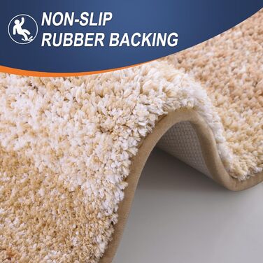 Килимок для ванної кімнати OLANLY, мікрофібра, антиковзання, 50.8 x 81.3 см, бежевий