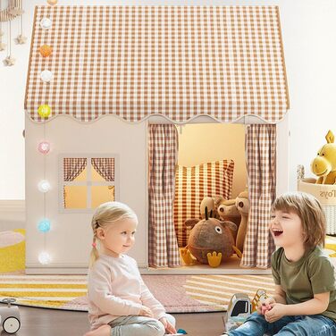 Дитячий намет для гри в приміщенні JRUKM - ігровий будиночок для дівчаток та хлопчиків, намет-ігровий будиночок для дитячої кімнати, для ігор та читання (нейтральні кольори)