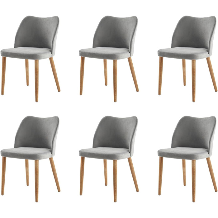 Набір кухонних стільців HULALA HOME (6 шт., сірий) - для вітальні, спальні, їдальні