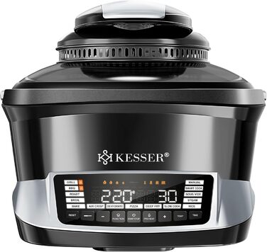 Мультиварка KESSER® 8л з фритюрницею, 16 програм, срібна: приготування на грилі, випікання, тушкування, приготування на пару, підтримка тепла, рисоварка, функція йогурту