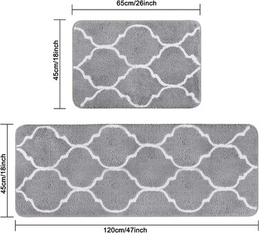 Нековзний килимок для ванної Homcomodar, Килимки для ванної з мікрофібри, абсорбуючі Килимки для ванної кімнати ( (45x65 см 45x120 см, сірий)