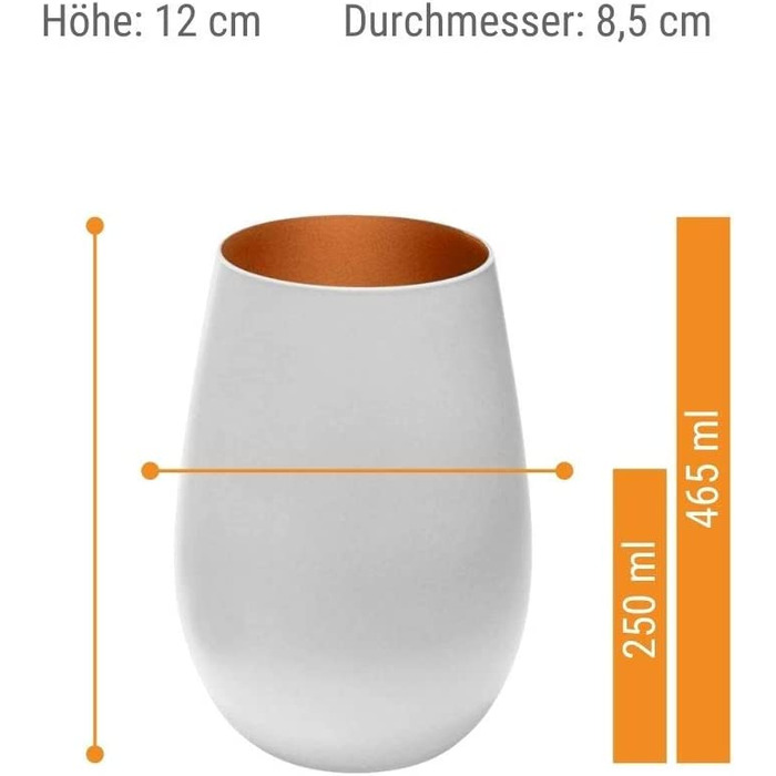 Стакани Штельцле Лаузіц 465 мл I стакани для пиття 6 шт. I Набір склянок для пиття можна мити в посудомийній машині з високою стійкістю до поломки I Універсальні стакани для води стакани для соку стакани для віскі I чорний бронзовий (білий / бронзовий)