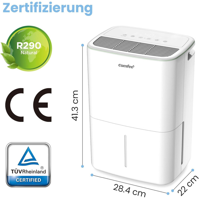 Зволожувач повітря COMFEE 12 л/день, для приміщень до 20 м², автоматична відтавання, дитячий замок, тиха робота, екологічний фреон R290