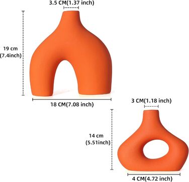 Набір керамічних ваз CEMABT e з 2 подвійних гірських ваз для сучасного декору - вітальня, весілля, стіл, вечірка, офіс (помаранчевий)