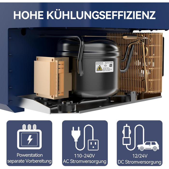 BINGI Kompressor Холодильник для Автомобіля 12/24V/230V, 38л, -18°C до +15°C, Зелений, для Авто, Кемпінгу, Дома