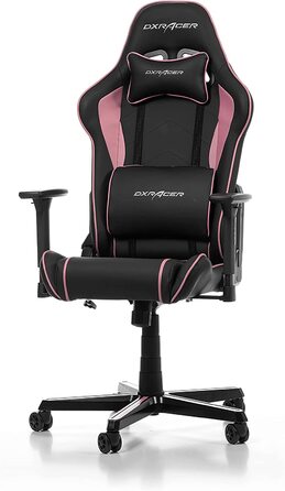 Ігрове крісло DXRacer Prince P08, штучна шкіра, чорно-рожевий, 185 см