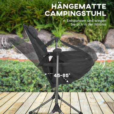 Складне садове крісло Outsunny Hammock Camping Chair до 120 кг, чорний від Oxford для саду та кемпінгу