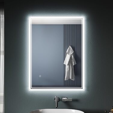 Дзеркало для ванної кімнати SONNI LED з підсвічуванням 80x60 см, біле