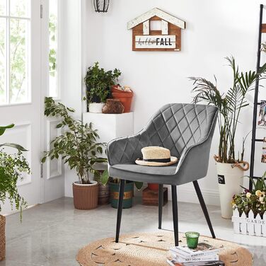 Крісла SONGMICS для їдальні, вітальні, кухні, спальні - 2 шт, з м'яким оксамитовим покриттям, металеві ніжки, до 110 кг, сірий світлий відтінок (LDC088G0)