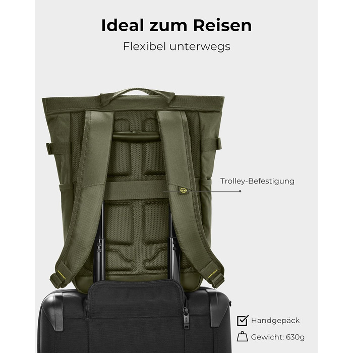 Рюкзак Johnny Urban для чоловіків і жінок - Harper - Денний рюкзак для відпочинку, спорту, повсякденного життя - Денний рюкзак з безліччю відділень - 16-дюймовий відсік для ноутбука та ремінь для візка - Водовідштовхувальний (оливковий)
