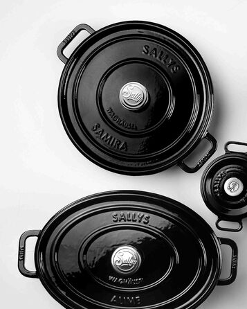 Чавунна каструля Sally's 'Samira Deluxe - ідеальне приготування, 2,2 л, всі типи варильних поверхонь, термостійкість до 250C (Fury Black)