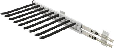 Висувний тримач для штанів, полиця для штанів, 9 тримачів для шарфів, висувна вішалка для штанів, одягу, краваток, шарфів, глибина шафи 48 см, лівостороннє кріплення