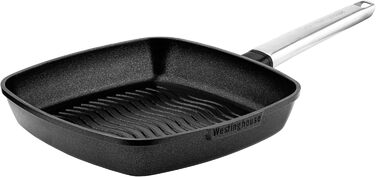 Сковорода-гриль Westinghouse PERFORMANCE SERIES 28 см з нержавіючої сталі, для індукції, газової плити, духовки, з антипригарним покриттям, алюміній, чорна