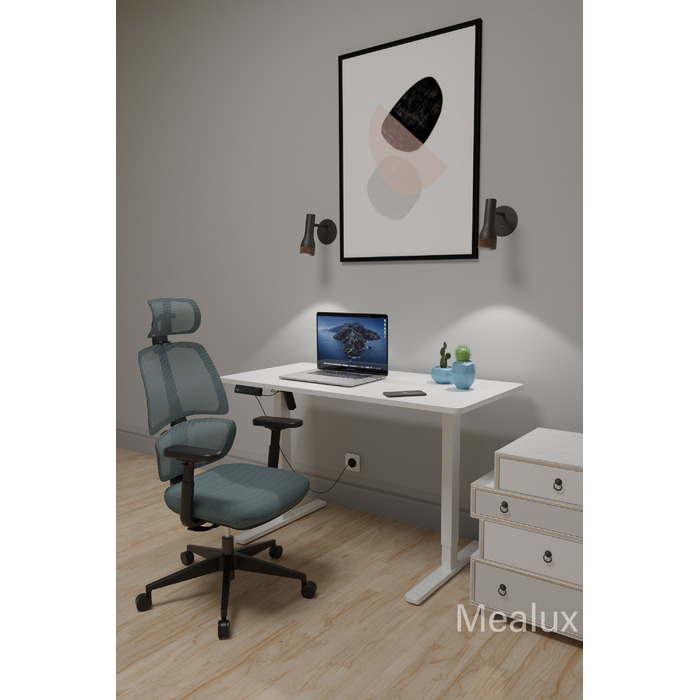 Комплект Mealux PowerDesk Lite White + Leo Air Grey Blue (арт. EVO-201 Lite W/W +Y 546 KBGL)