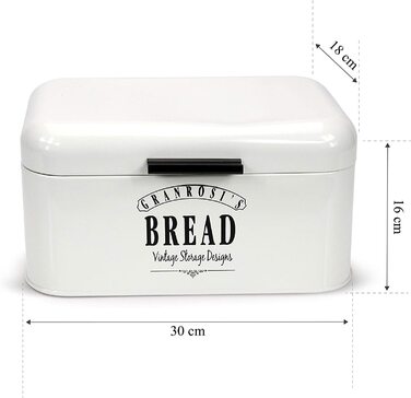 Хлібниця Granrosi, Хлібниця в стилі ретро з відкидною кришкою, компактна коробка для зберігання більш довгих і свіжих продуктів, хліба, булочок, випічки і тортів, (вінтажна сіра) (кремова, 30 х 18 х 16 см)