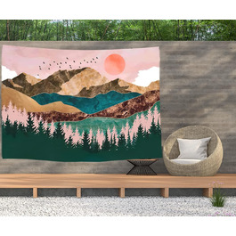 Природа, сонце, гори, богема - Плакат з гобелену - 200x150 см - Садовий плакат - Гобелен великий - прикраса аксесуара для саду та вітальні