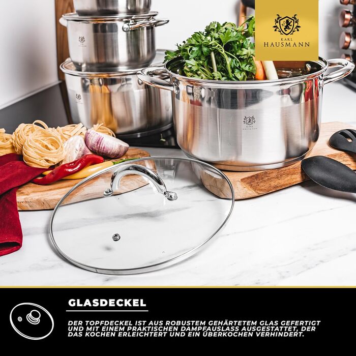 Нержавіюча каструля Karl Hausmann 6L з кришкою (26 см) - для всіх плит, включаючи індукційні