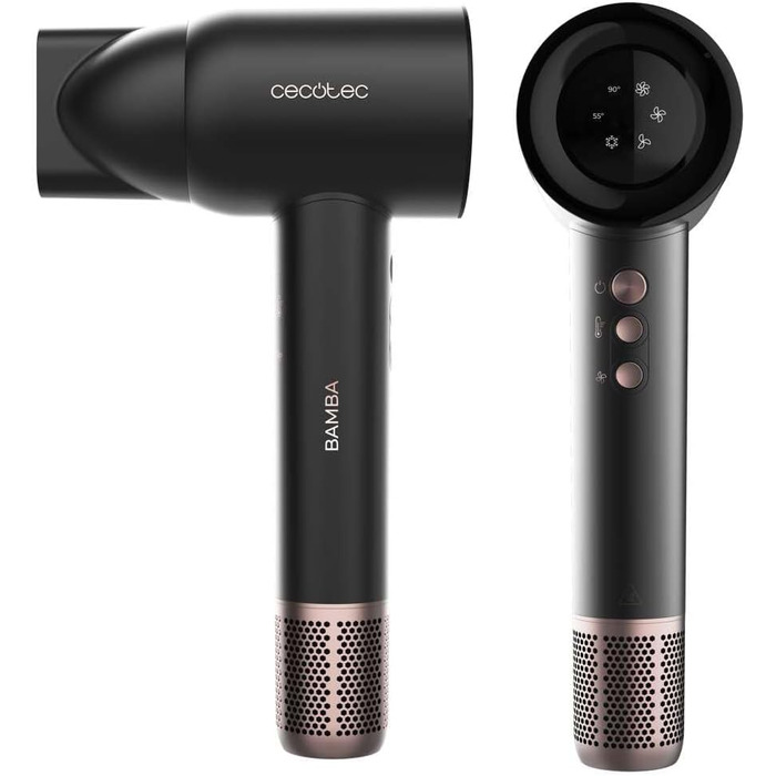 Фен Cecotec Bamba IoniCare Rockstar Nano IonTech: 1600 Вт, Nano Ioni, 110000 U/min, екран, інтелектуальне керування температурою, 3 режими, 3 швидкості, функція пам'яті
