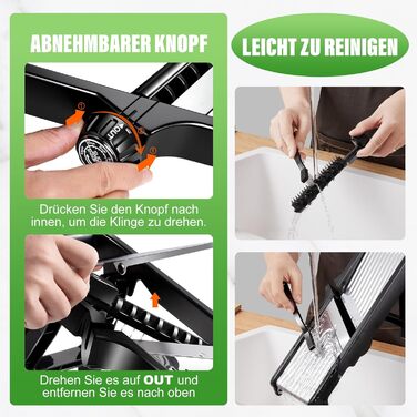 Машхоум (Masthome) тертка для овочів 5-в-1 Mandoline, з нержавіючої сталі, регульована, для овочів, фруктів, картоплі, помідорів, цибулі, 40см